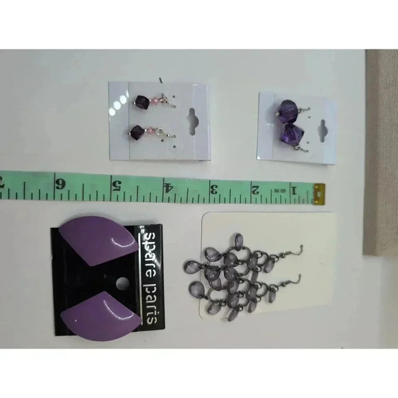 NWT Spare Parts Purple Dangly Stud Beaded Earrings Women's Bundle of 4 EUC + NWT - Picture 4 of 4